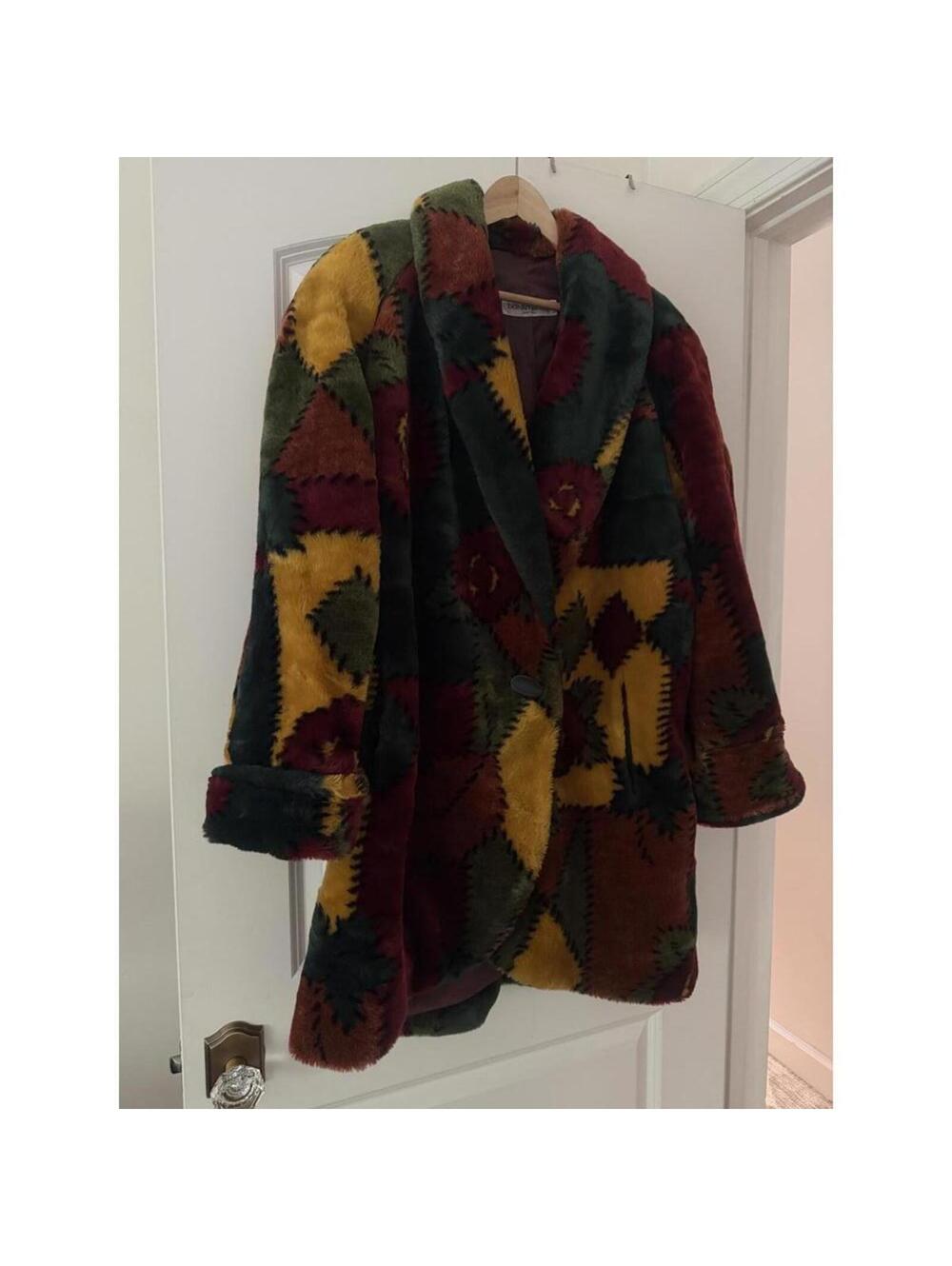 Vintage Donnybrook Patchwork Faux Fur Coat Size XL - Picture 2 of 4